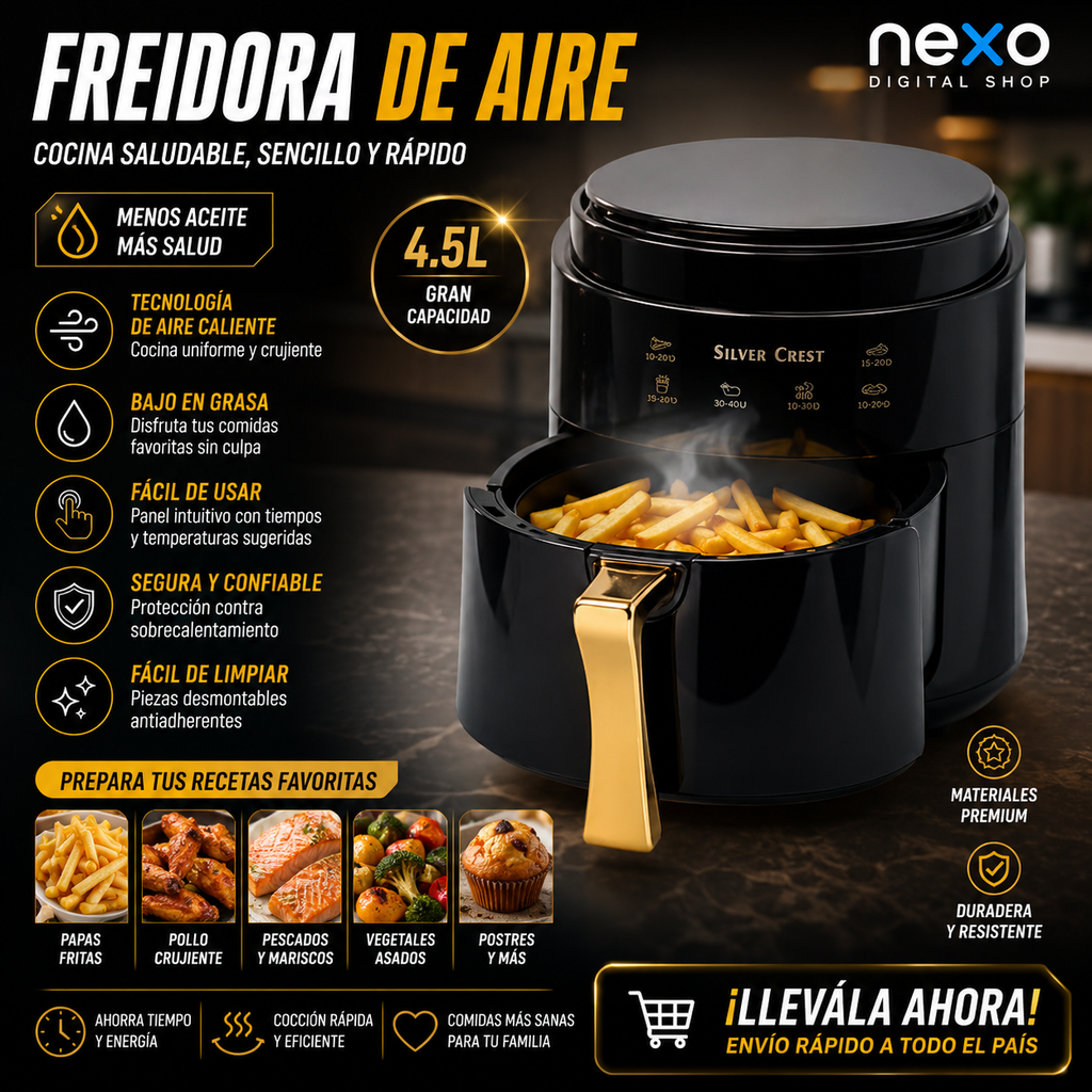 FREIDORA DE AIRE SILVER CREST 8 LT