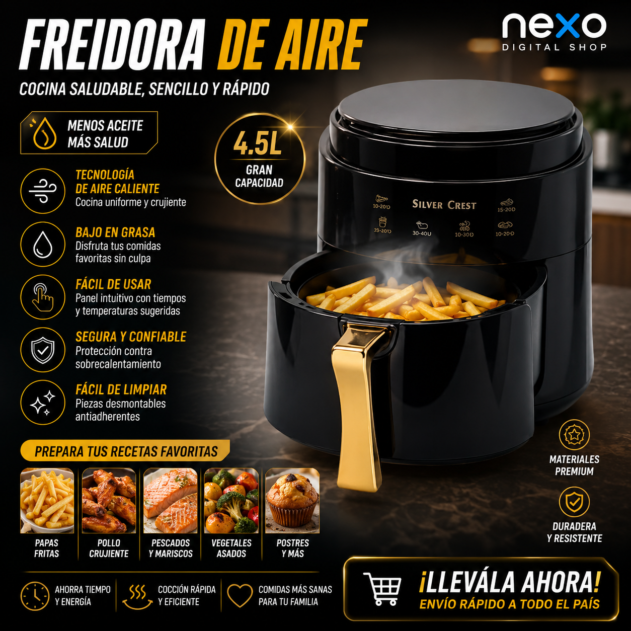FREIDORA DE AIRE SILVER CREST 8 LT